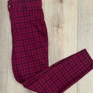 Time & true Buffalo plaid look jeggings jean leggings stretch pull on NWOT 16-18